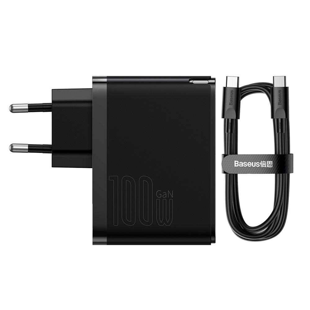 Baseus �adowarka sieciowa GaN5 Pro PD 100W 1x USB-C 1x USB czarna + kabel USB-C - USB-C