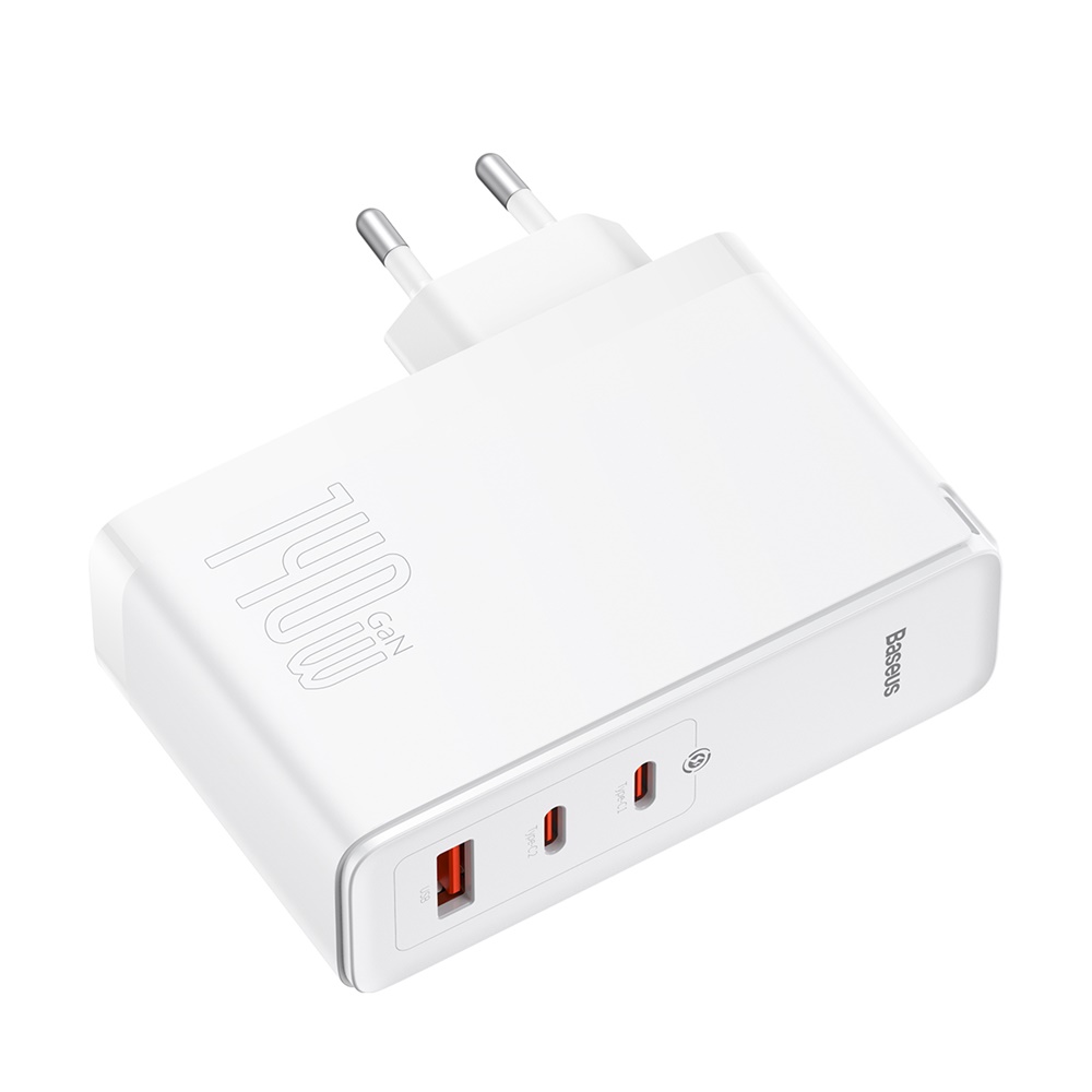 Baseus �adowarka sieciowa GaN5 Pro PD 140W 2x USB-C 1x USB bia�a + kabel USB-C - USB-C 240W / 4