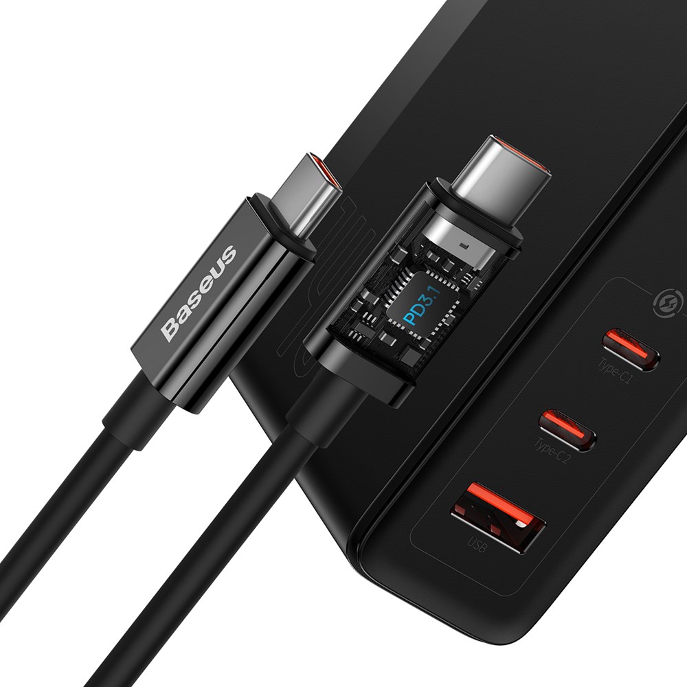 Baseus �adowarka sieciowa GaN5 Pro PD 140W 2x USB-C 1x USB czarna + kabel USB-C - USB-C 240W / 5