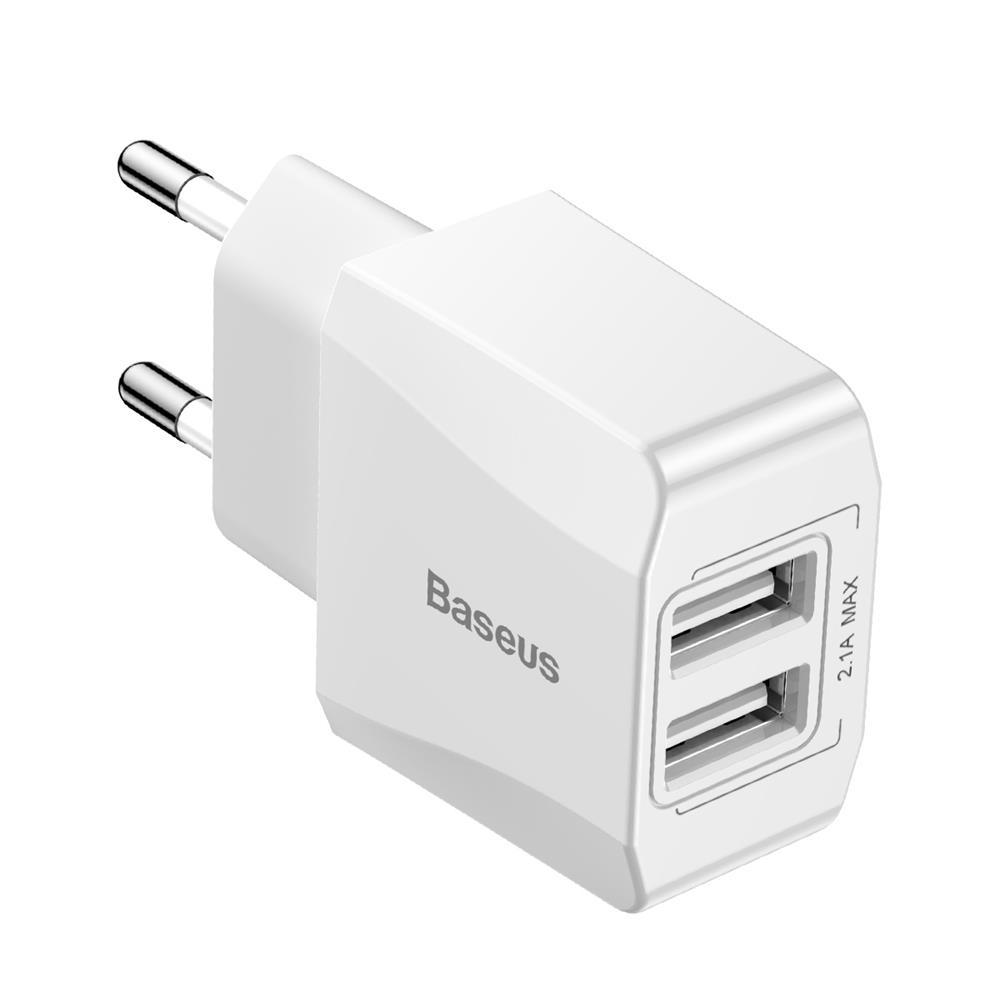 Baseus adowarka sieciowa Mini Dual-U 2 x USB biaa  2.1A