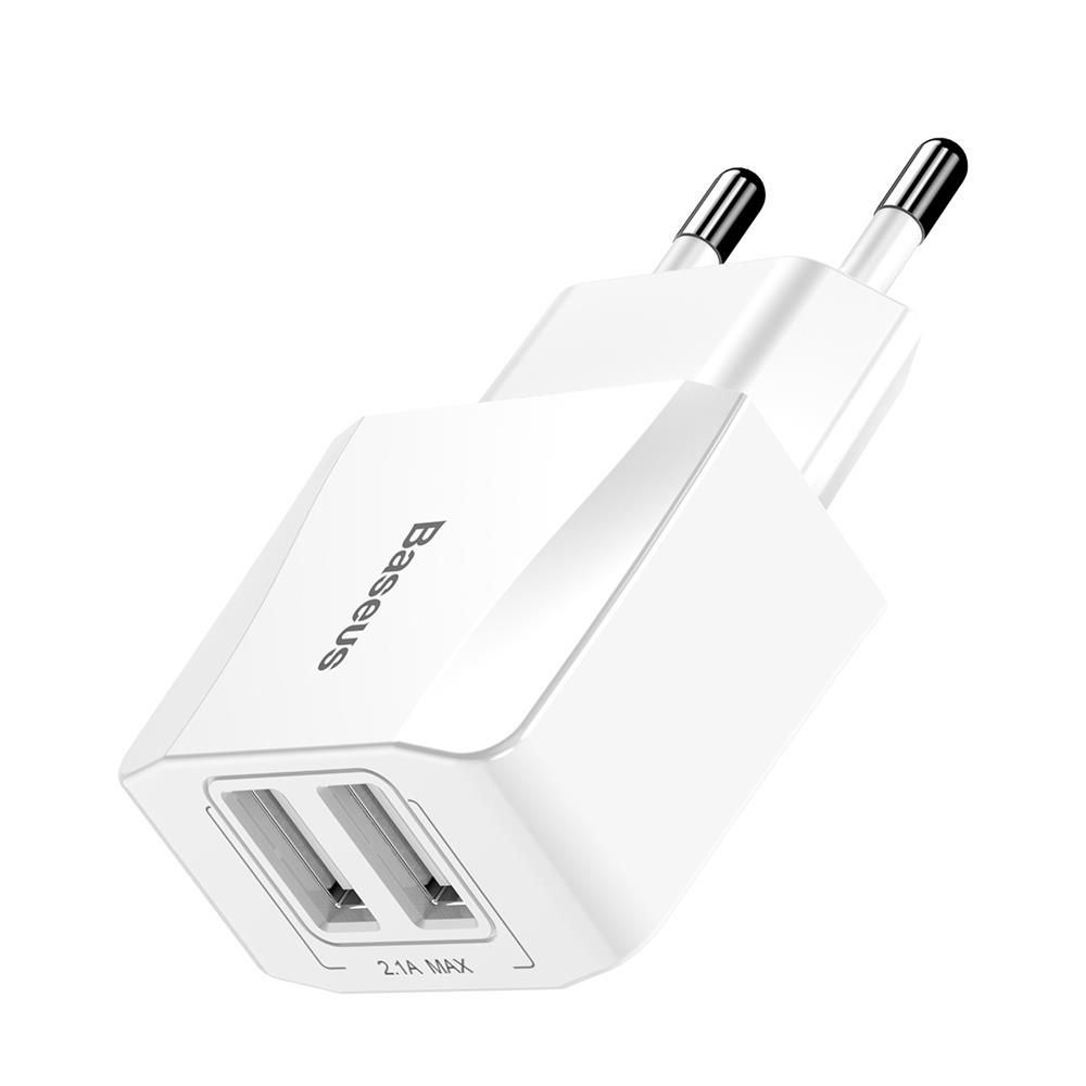 Baseus �adowarka sieciowa Mini Dual-U 2 x USB bia�a  2.1A / 3