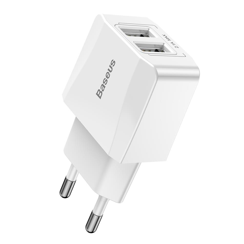 Baseus �adowarka sieciowa Mini Dual-U 2 x USB bia�a  2.1A / 4