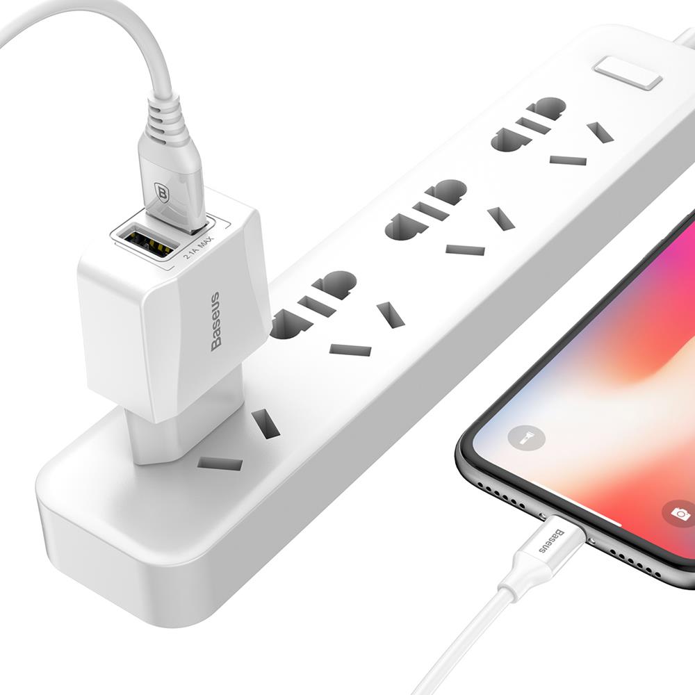 Baseus �adowarka sieciowa Mini Dual-U 2 x USB bia�a  2.1A / 7