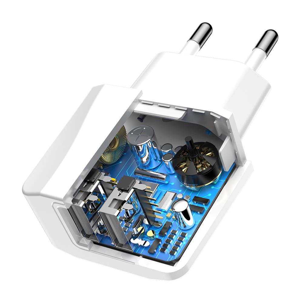 Baseus �adowarka sieciowa Mini Dual-U 2 x USB bia�a  2.1A / 8