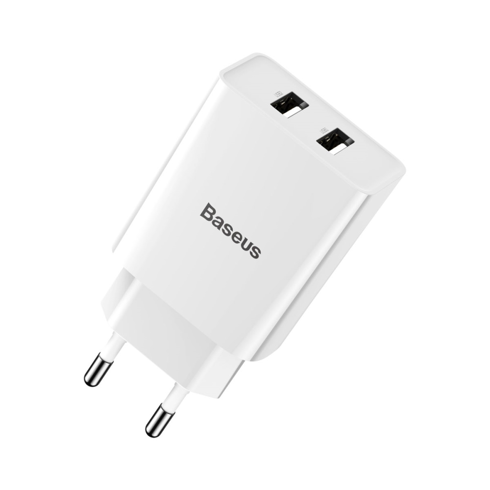 Baseus �adowarka sieciowa Mini Dual-U 2 x USB bia�a 2,1A