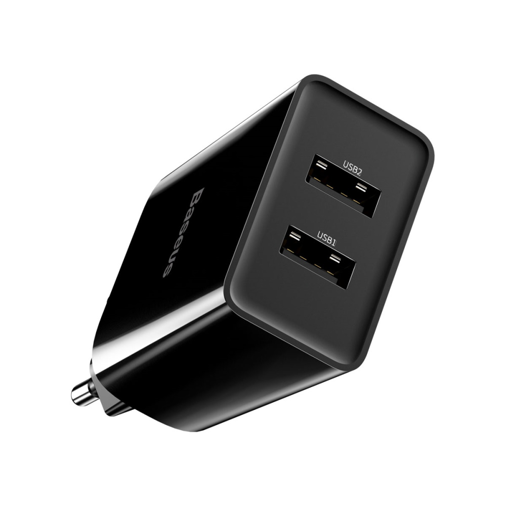 Baseus �adowarka sieciowa Mini Dual-U 2 x USB czarna 2,1A / 3