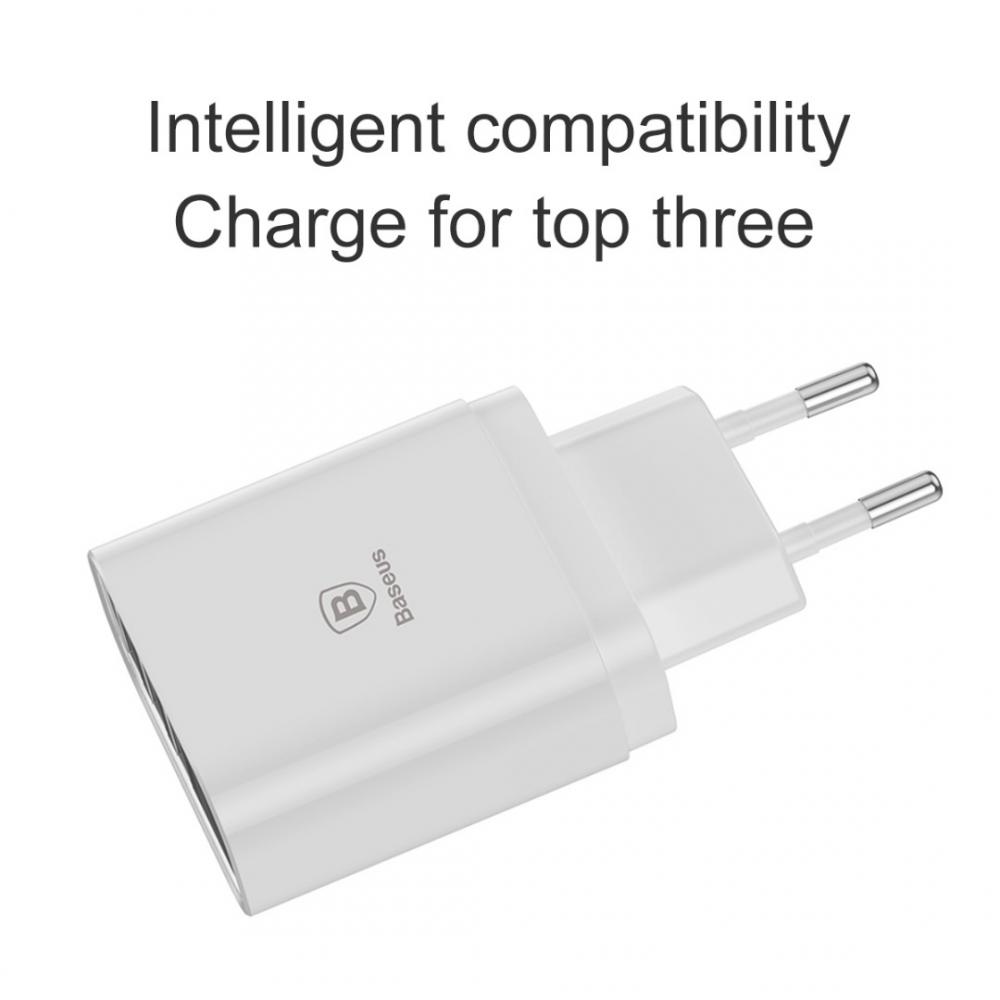 Baseus �adowarka sieciowa Mirror Lake 3 USB 3.4A z wy�wietlaczem bia�a / 3