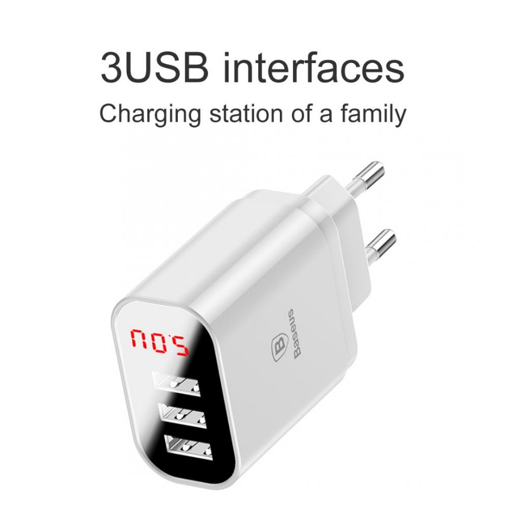 Baseus �adowarka sieciowa Mirror Lake 3 USB 3.4A z wy�wietlaczem bia�a / 4