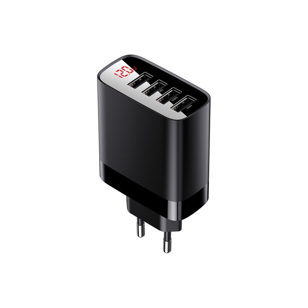 Baseus �adowarka sieciowa Mirror Lake 4USB 30W z wy�wietlaczem czarna