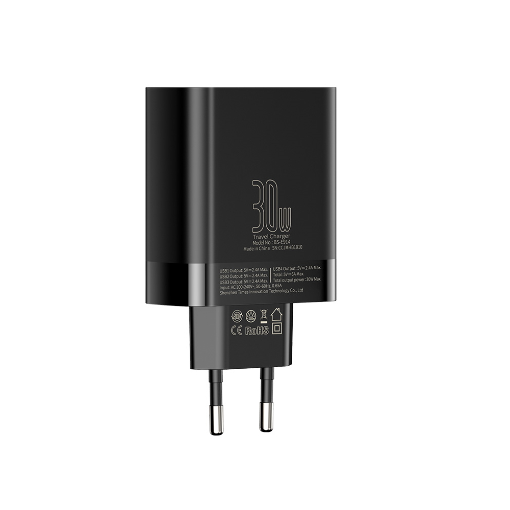 Baseus �adowarka sieciowa Mirror Lake 4USB 30W z wy�wietlaczem czarna / 5