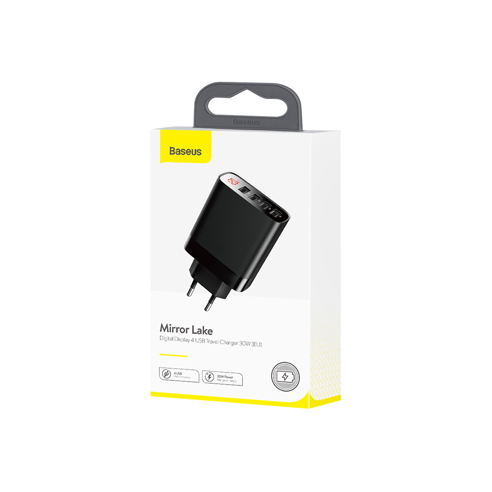 Baseus �adowarka sieciowa Mirror Lake 4USB 30W z wy�wietlaczem czarna / 7