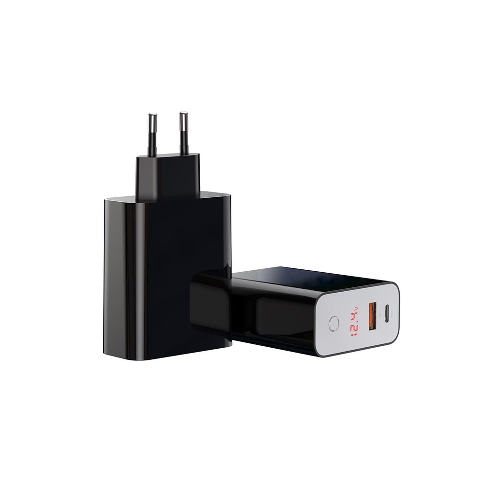 Baseus �adowarka sieciowa PPS QC USB + PD 45W czarna z wy�wietlaczem / 5