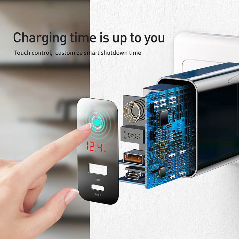 Baseus �adowarka sieciowa PPS QC USB + PD 45W czarna z wy�wietlaczem / 6