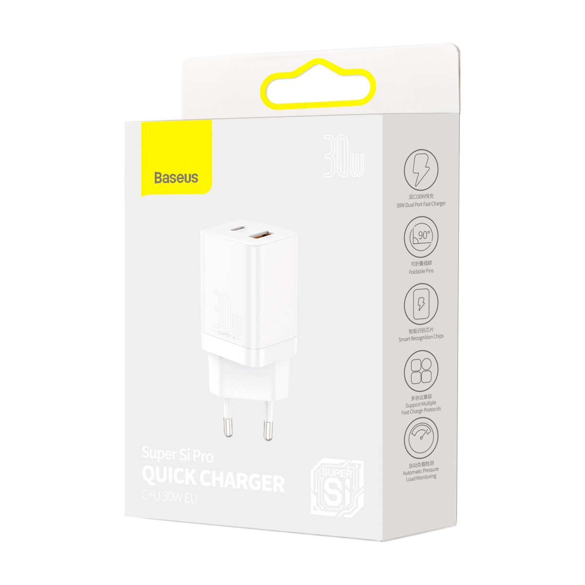Baseus �adowarka sieciowa Super Si PD 30W 1x USB-C 1x USB bia�a / 8