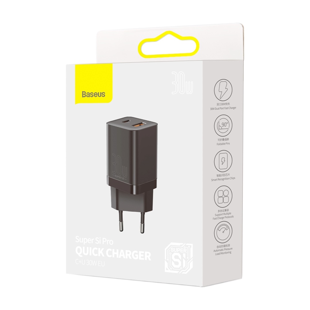 Baseus �adowarka sieciowa Super Si PD 30W 1x USB-C 1x USB czarna / 8