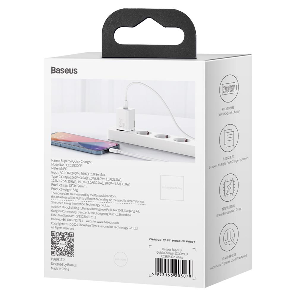 Baseus �adowarka sieciowa Super Si PD 30W 1x USB-C bia�a / 7