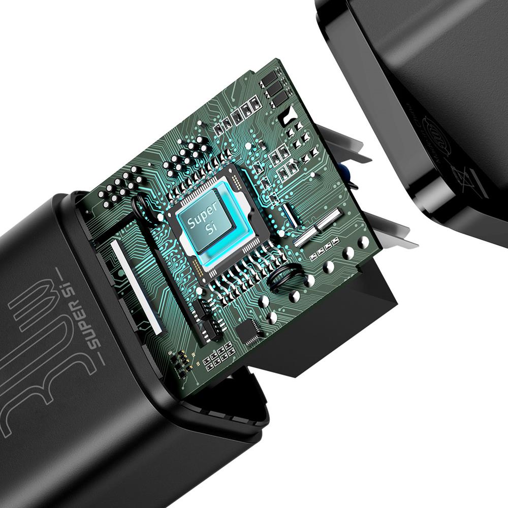 Baseus adowarka sieciowa Super Si PD 30W 1x USB-C czarna / 6