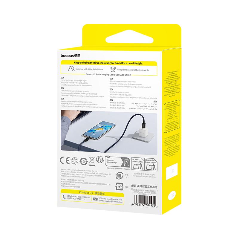 Baseus Lit Kabel Szybkiego USB-A na USB-C 100W 1m Kosmiczna Czer� / 6