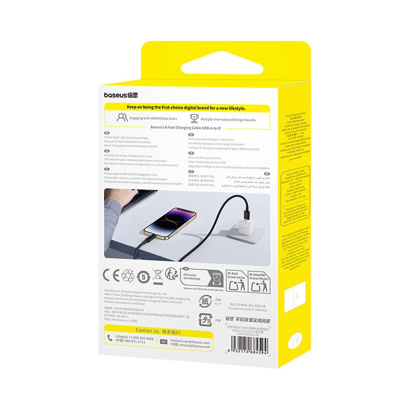 Baseus Lit Kabel USB-A na iP 2.4A 1m Kosmiczna Czer� / 6