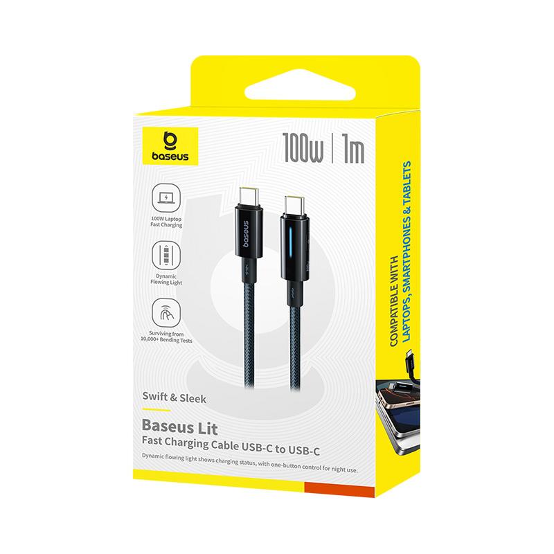 Baseus Lit Kabel USB-C na USB-C 100W 2m Kosmiczna Czer� / 5