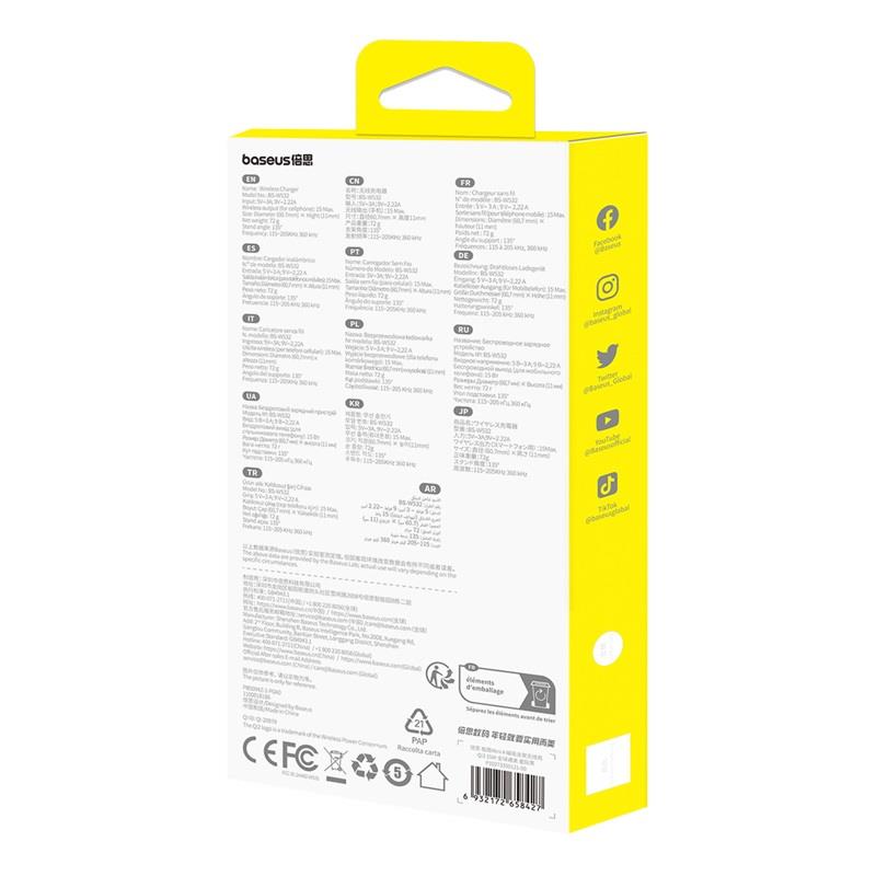 Baseus Magnetyczna bezprzewodowa podstawka �aduj�ca Simple Mini4 15W Universal Explorer Edition Czarny / 8