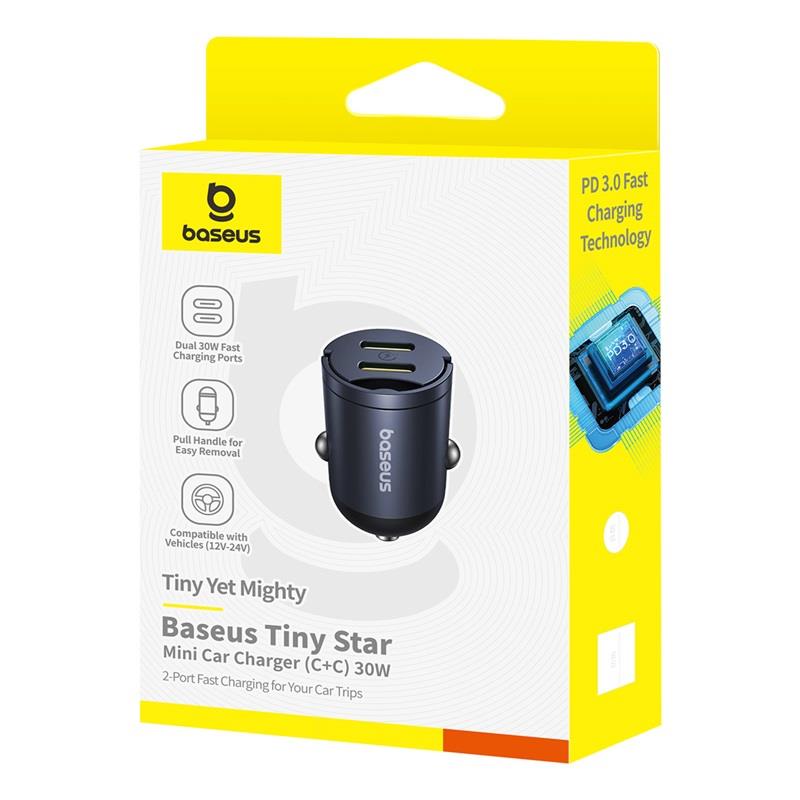 Baseus Mini �adowarka samochodowa Tiny Star 2C 30W Czarny / 5