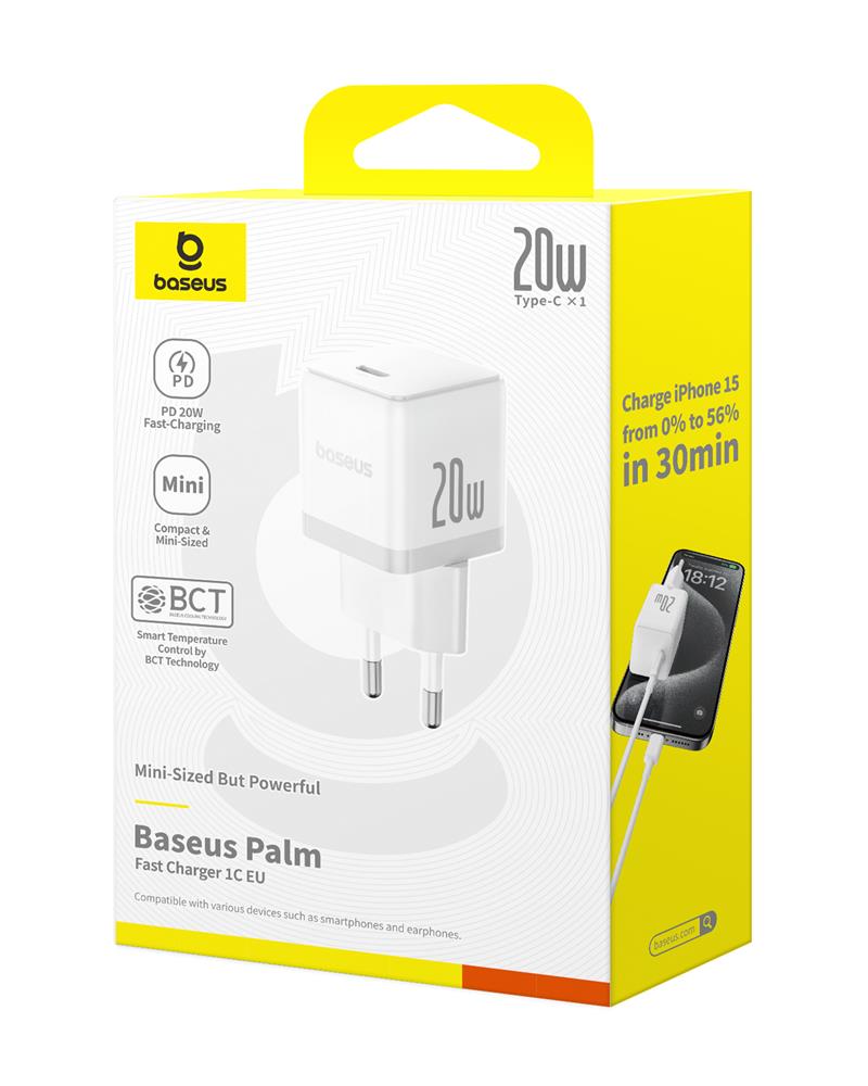 Baseus palm �adowarka sieciowa 20W usb-c Bia�y / 4