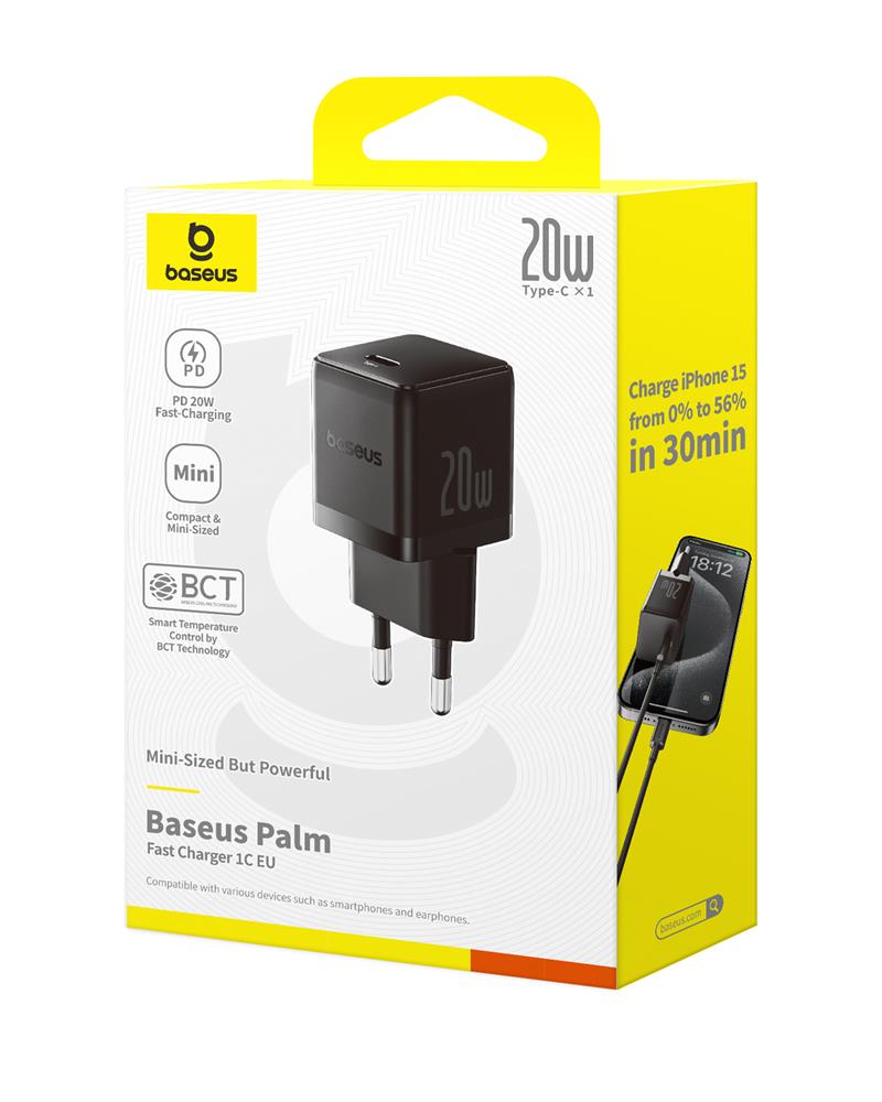 Baseus Palm Szybka �adowarka Sieciowa 20W 1�USB-C EU Czarny / 4