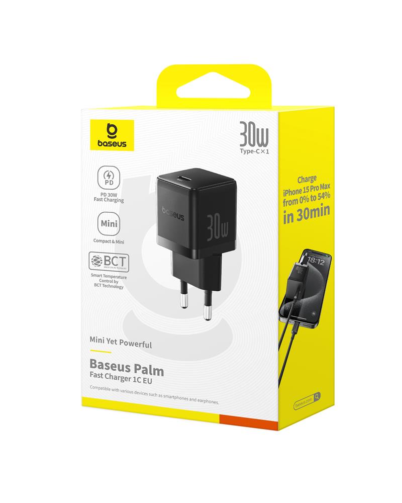 Baseus Palm Szybka �adowarka Sieciowa 30W 1�USB-C EU Bia�y / 4