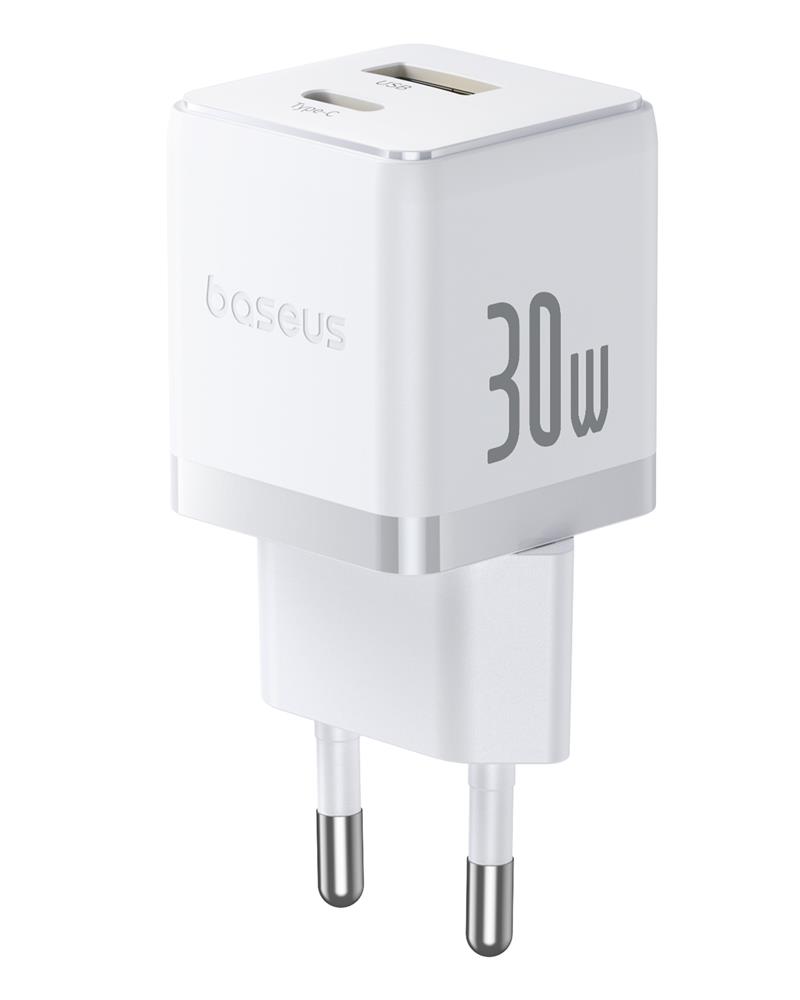Baseus Palm Szybka �adowarka Sieciowa 30W USB-C USB-A EU Bia�y