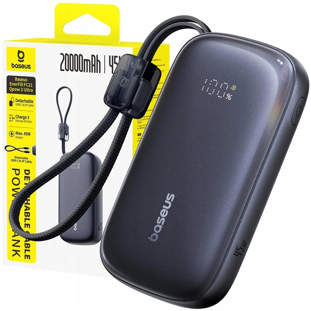 Baseus Powerbank  EnerFill FC21 Qpow 3 Ultra 20000mAh 22.5W z wy�wietlaczem z do��czonym kablem czarny / 2