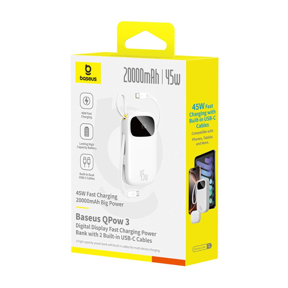 Baseus Qpow3 power bank z wy�wietlaczem 45W 20000mAh ksi�ycowa biel / 3
