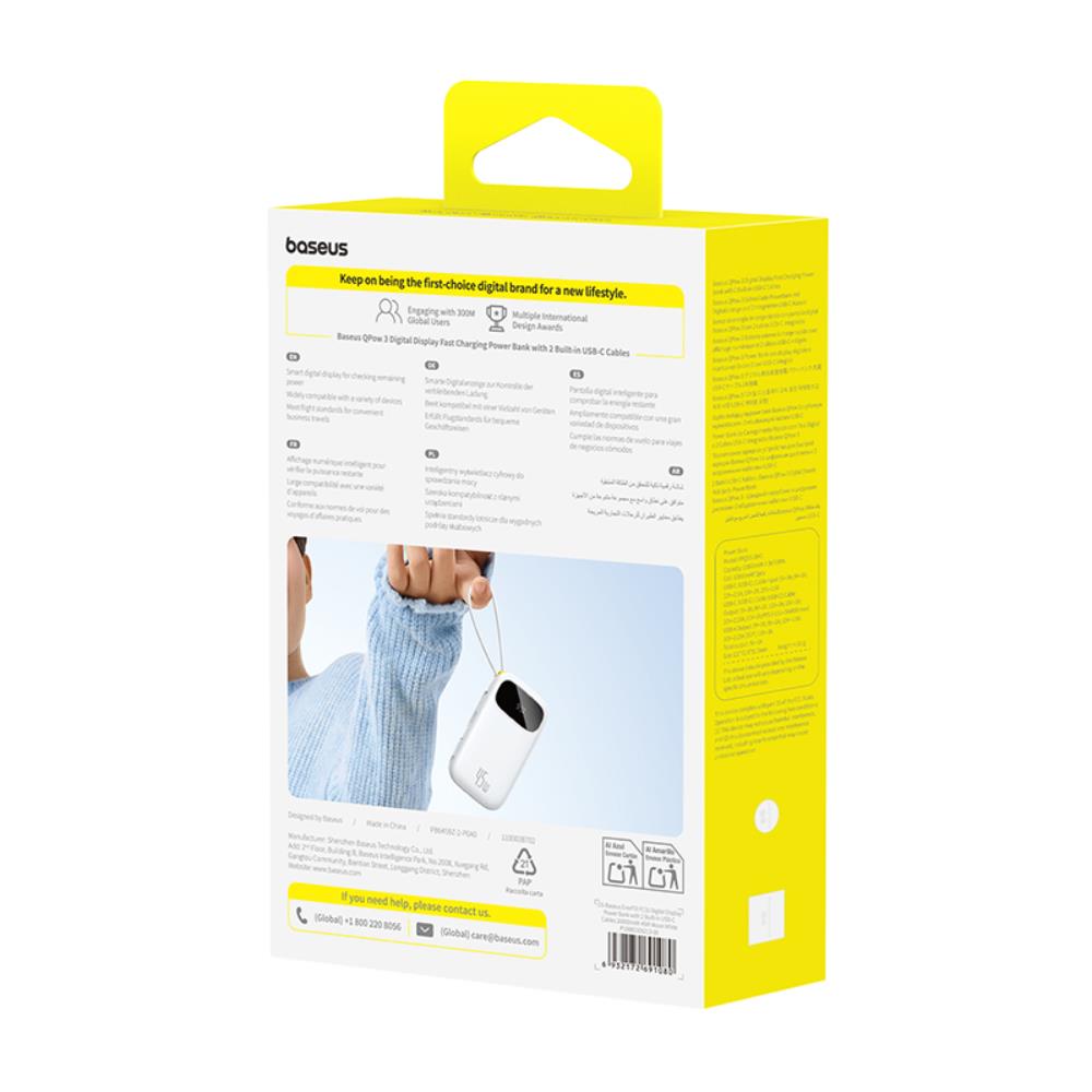 Baseus Qpow3 power bank z wy�wietlaczem 45W 20000mAh ksi�ycowa biel / 4