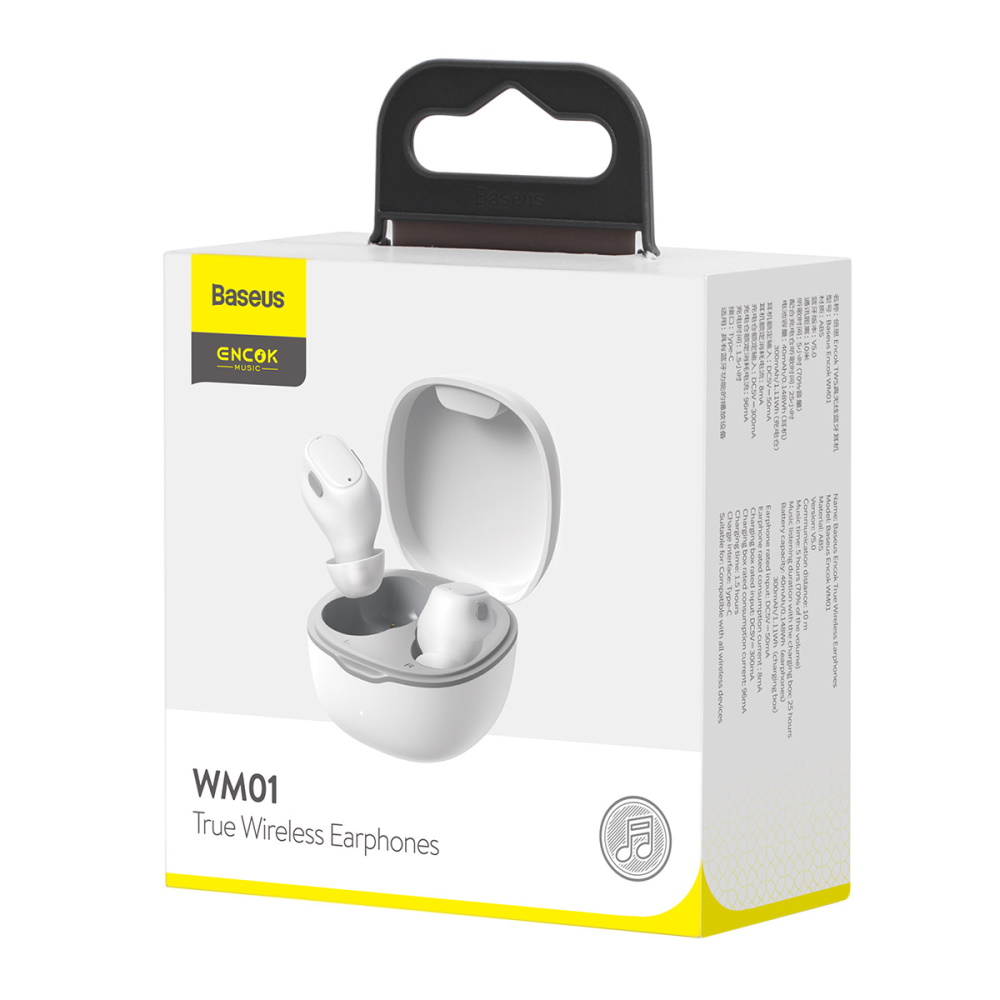 Baseus s�uchawki bluetooth Encok TWS WM01 bia�e / 5