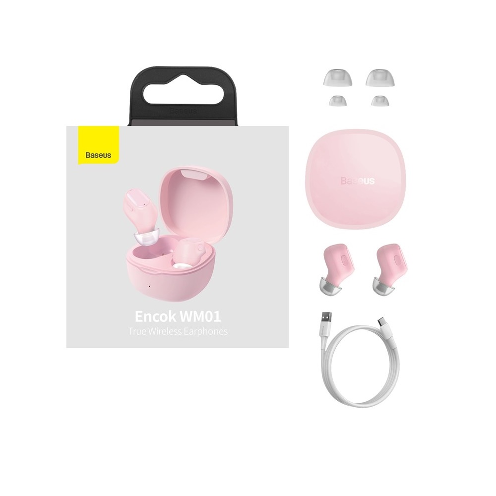 Baseus s�uchawki Bluetooth Encok TWS WM01 r�owe / 4
