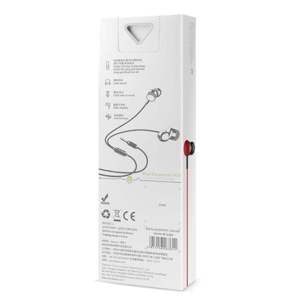 Baseus s�uchawki przewodowe Encok H04 czerwone / 9