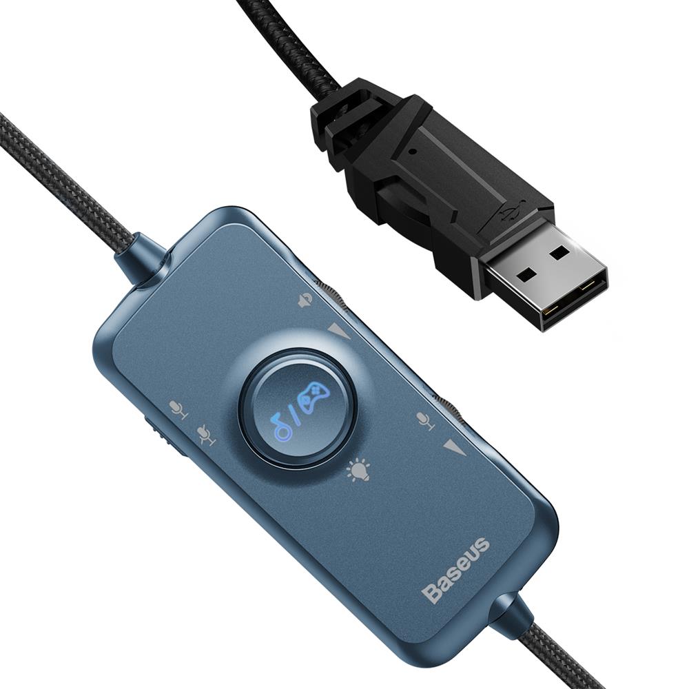 Baseus s�uchawki przewodowe GAMO Virtual 3D nauszne niebieskie / 6