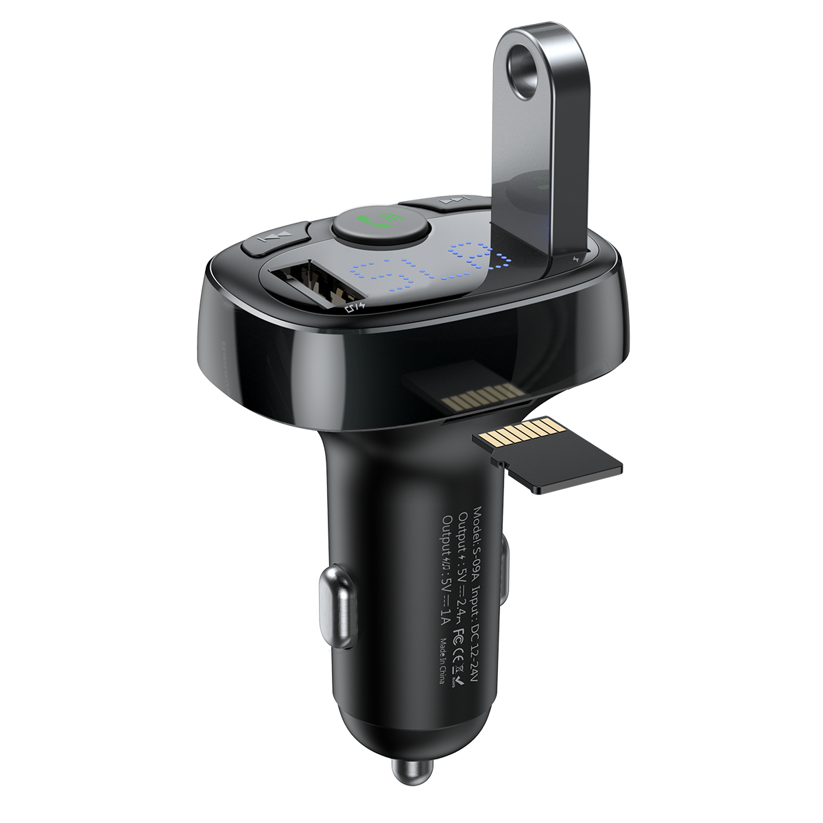 Baseus transmiter FM T-Shaped S-09A Bluetooth MP3 �adowarka samochodowa czarna / 4