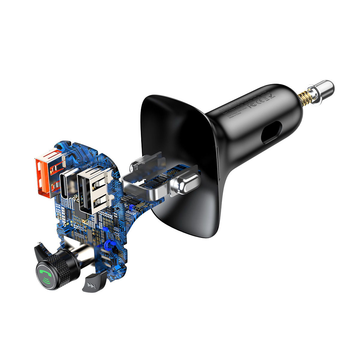 Baseus transmiter FM T-Shaped S-13 Bluetooth MP3 �adowarka samochodowa czarna / 3