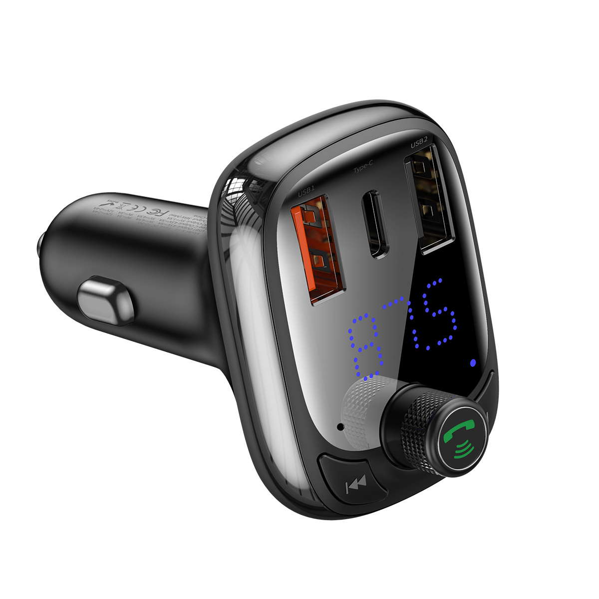 Baseus transmiter FM T-Shaped S-13 Bluetooth MP3 adowarka samochodowa czarna / 5