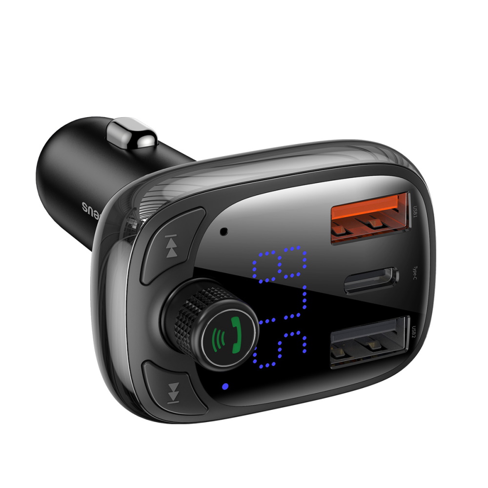 Baseus transmiter FM T-Type S-13 Bluetooth MP3 �adowarka samochodowa czarna / 2