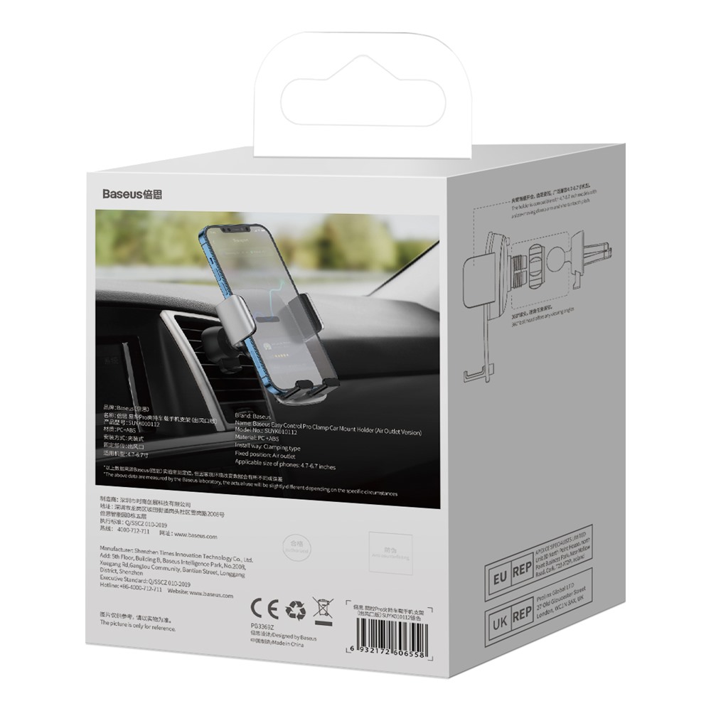 Baseus uchwyt samochodowy Easy Control Pro Clamp srebrny do kratki / 8