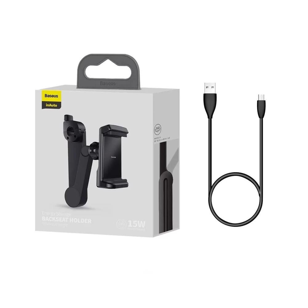 Baseus uchwyt samochodowy Energy na zag��wek z funkcj� �adowania bezprzewodowego 15W czarny / 6