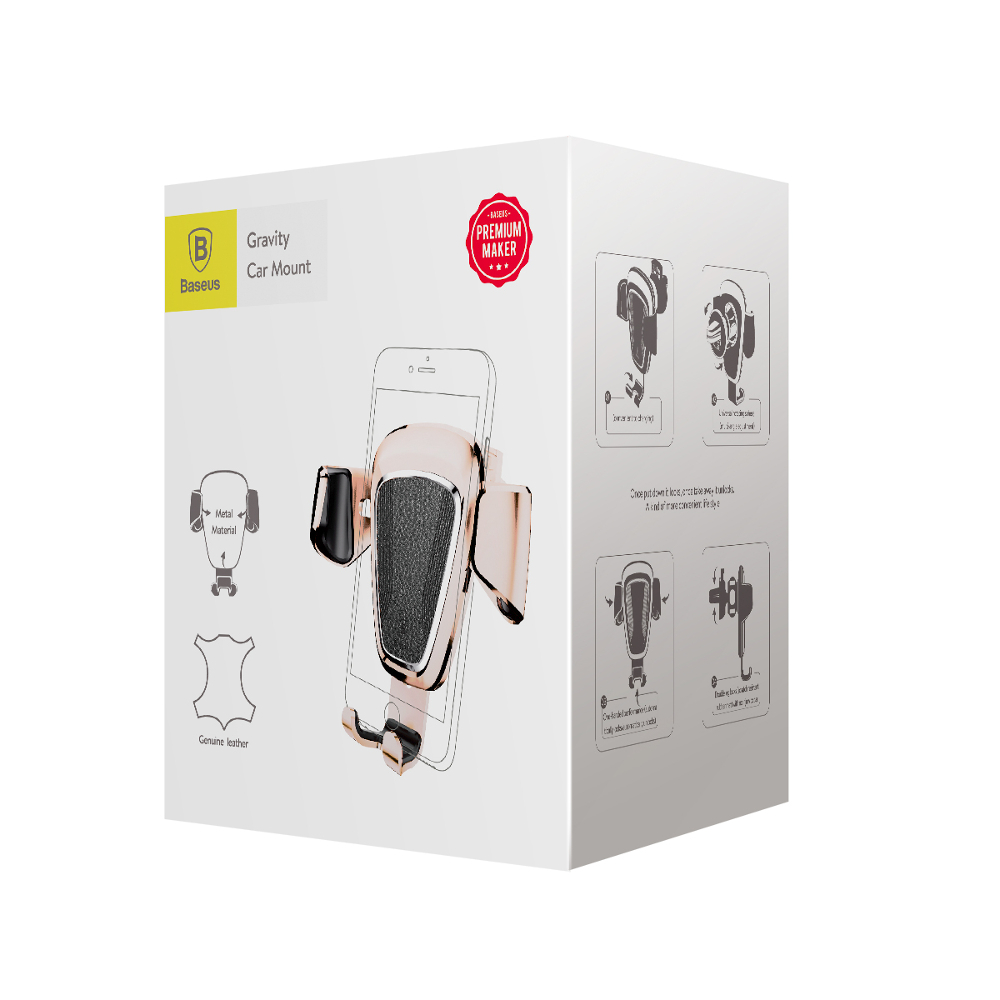 Baseus uchwyt samochodowy Gravity grawitacyjny z�oty aluminium/sk�ra ekologiczna / 6