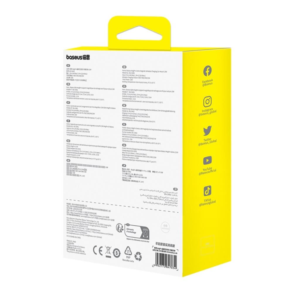 Baseus uchwyt samochodowy MagPro magnetyczny z funkcj� �adowania bezprzewodowego czarny do kratki 15W / 8