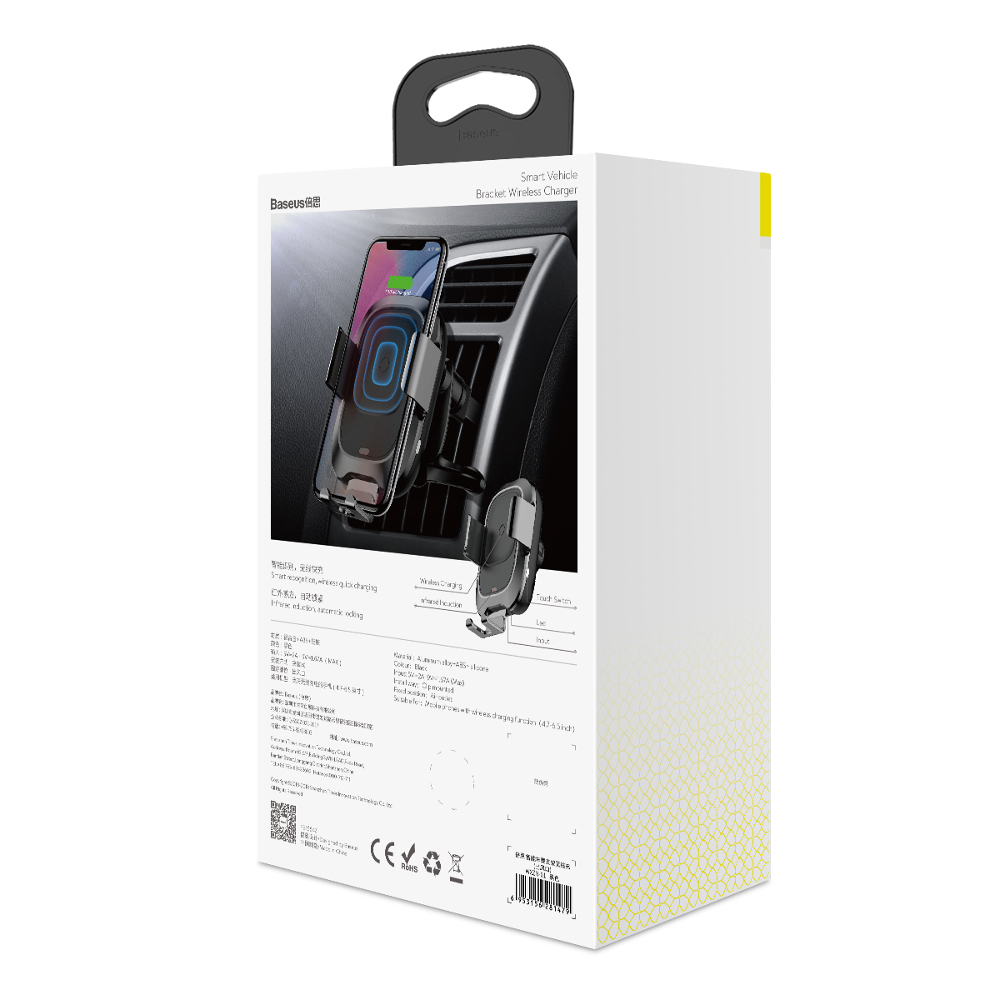 Baseus uchwyt samochodowy Smart do kratki z funkcj� �adowania bezprzewodowego czarny / 2