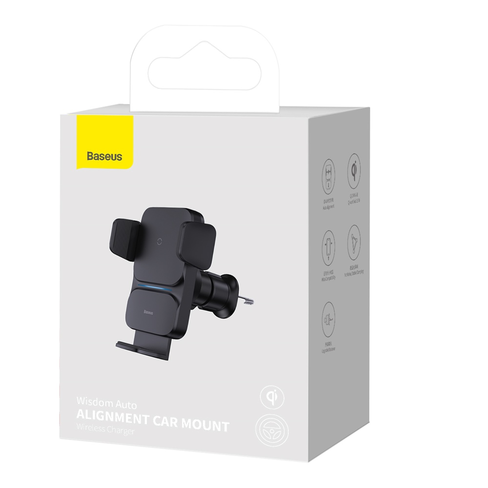 Baseus uchwyt samochodowy Wisdom Auto Alignment z funkcj� �adowania bezprzewodowego czarny 15W do kratki / 10