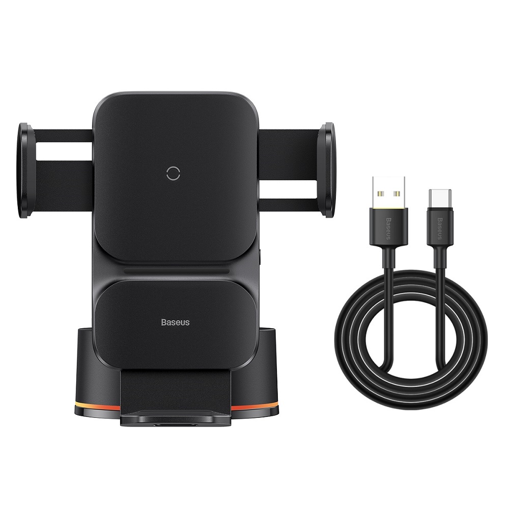 Baseus uchwyt samochodowy Wisdom Auto Alignment z funkcj� �adowania bezprzewodowego czarny 15W z przyssawk� / 8