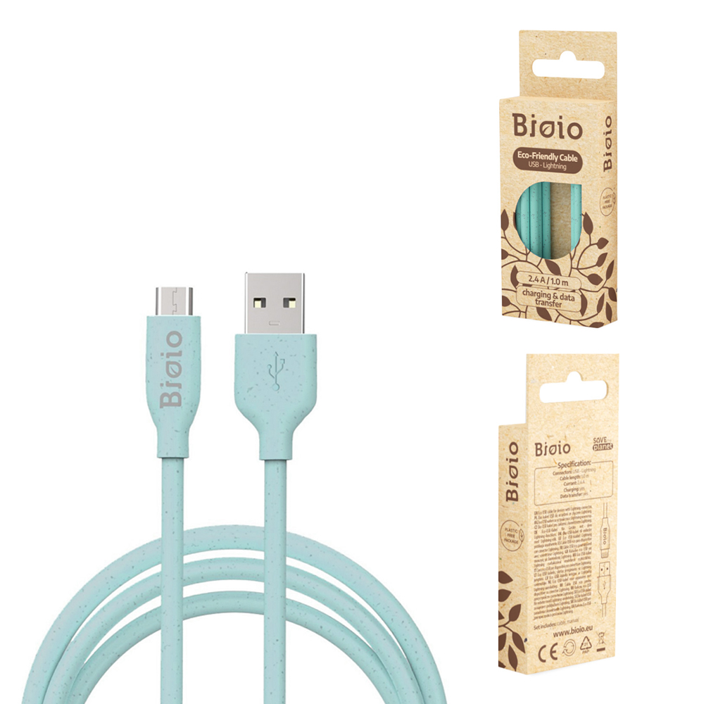 Bioio kabel USB - microUSB 1,0 m 2,4A niebieski / 6