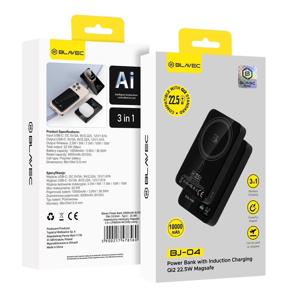 Blavec Power Bank 10000mAh 22,5W USB-C Magsafe czarny / 7